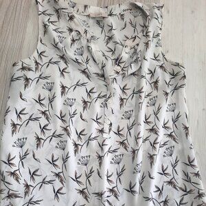 LOFT Sleeveless Floral Print Blouse Size Large